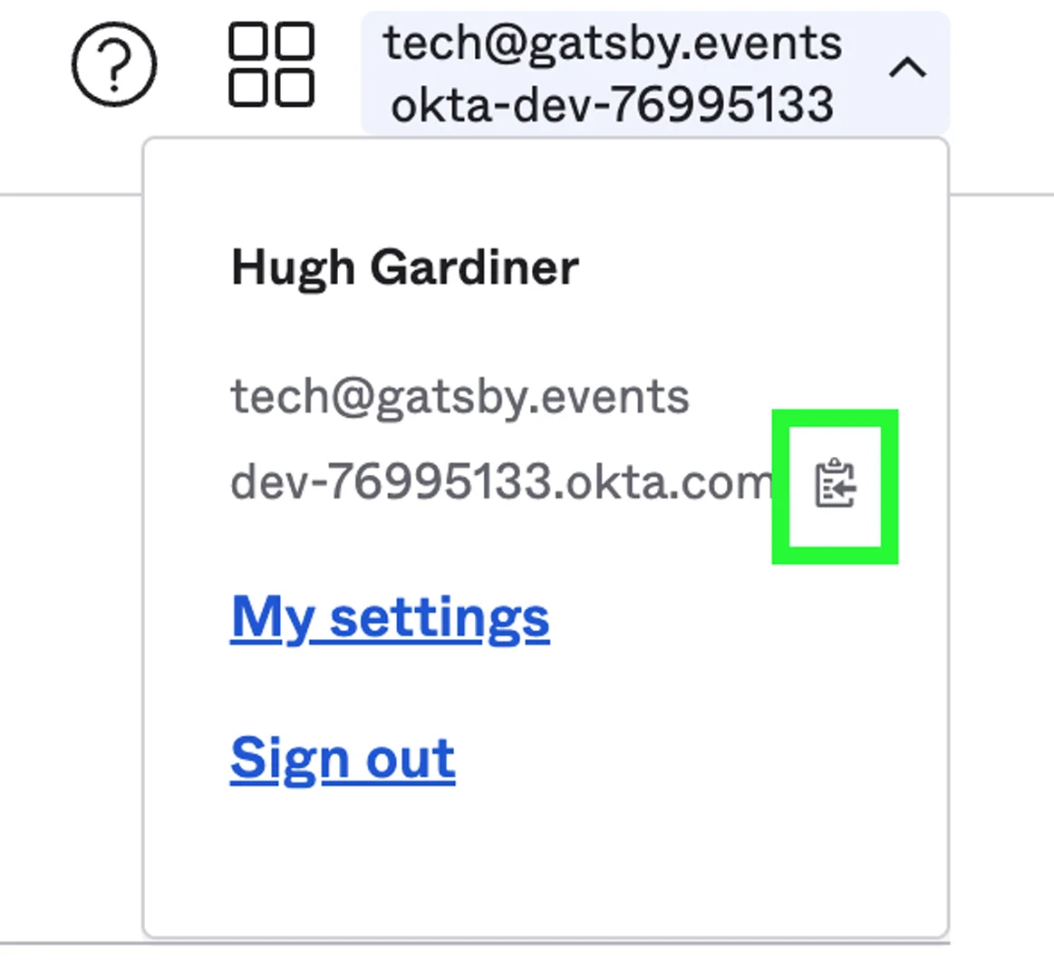 Gatsby application in the Okta app catalog